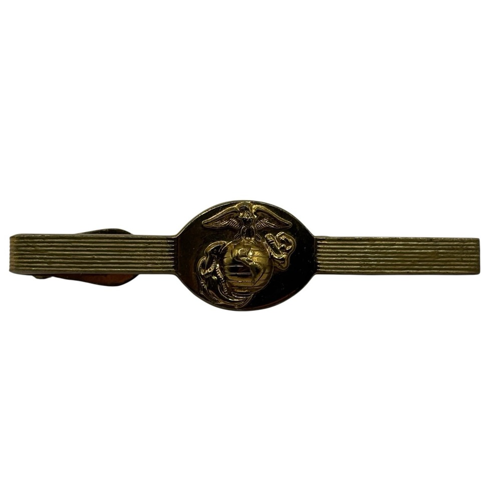 USMC Marine Corps Tie Bar Clip Swank Eagle Anchor Globe Gold Tone Military‎ VTG - Picture 7 of 10